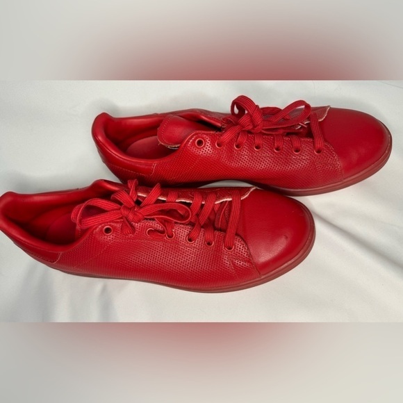 Adidas Men’s Stan Smith’s Adicolor Scarlet Red Leather Sneakers Size 13 - Picture 6 of 11